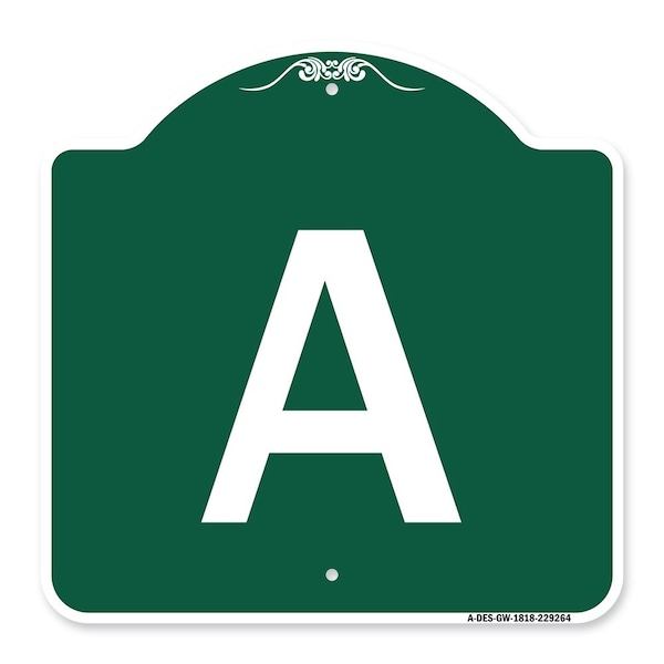 Signmission Designer Series Sign-Sign W/ Letter A, Green & White Aluminum Sign, 18" x 18", GW-1818-22964 A-DES-GW-1818-22964 - main